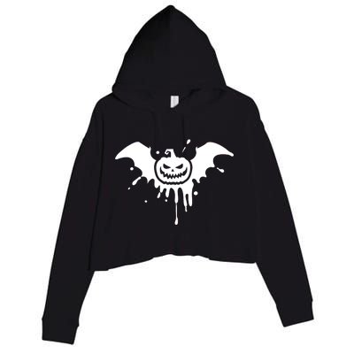 Jack O Lantern Bat Crop Fleece Hoodie