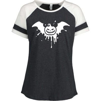 Jack O Lantern Bat Enza Ladies Jersey Colorblock Tee