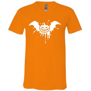 Jack O Lantern Bat V-Neck T-Shirt