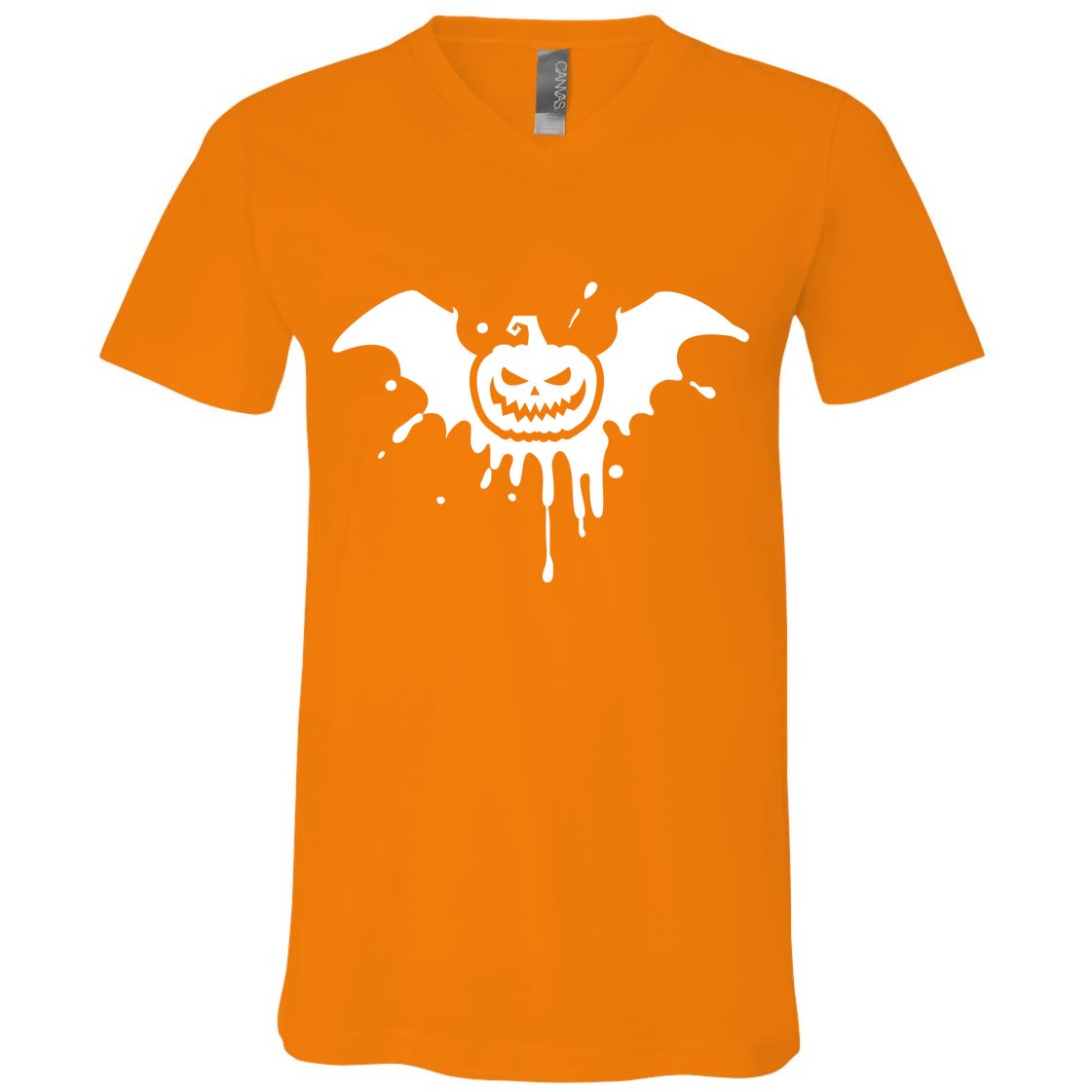 Jack O Lantern Bat V-Neck T-Shirt