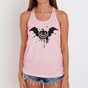 Jack O Lantern Bat Women's Knotted Racerback Tank