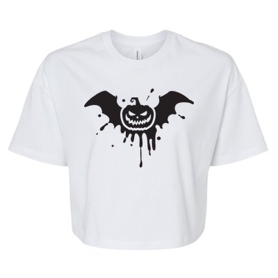 Jack O Lantern Bat Bella+Canvas Jersey Crop Tee