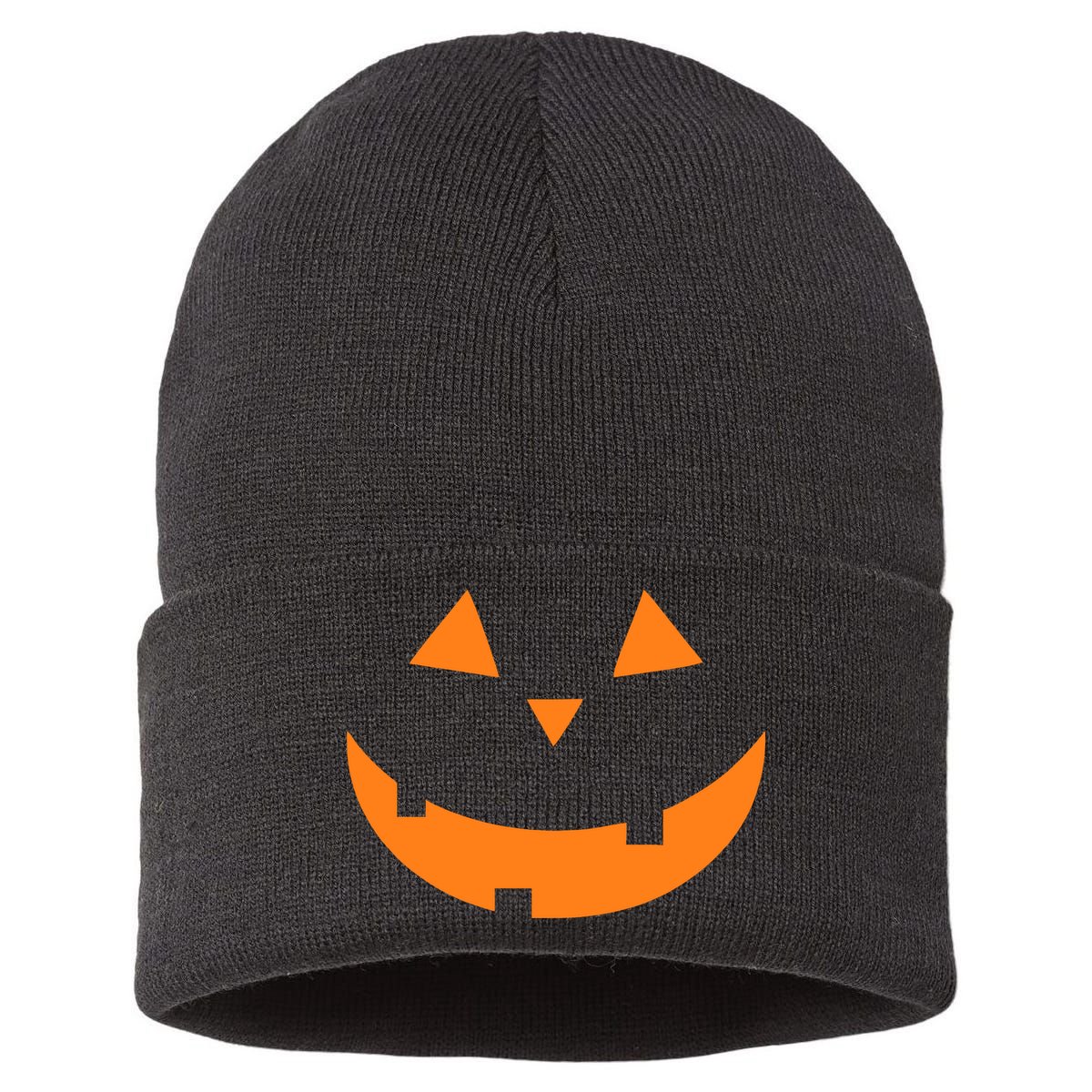 Jack o Lantern Pumpkin Face Sustainable Knit Beanie