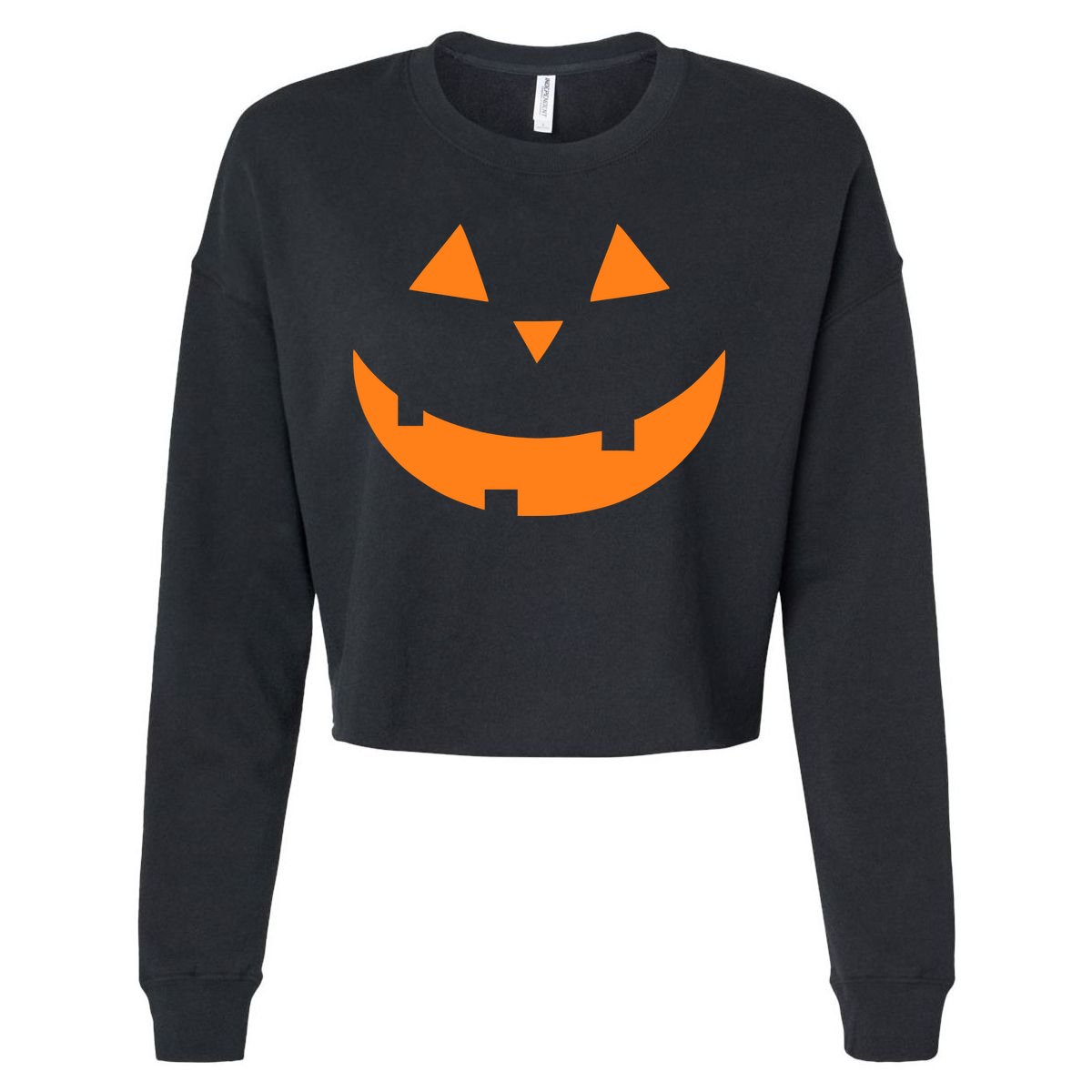 Jack o Lantern Pumpkin Face Cropped Pullover Crew