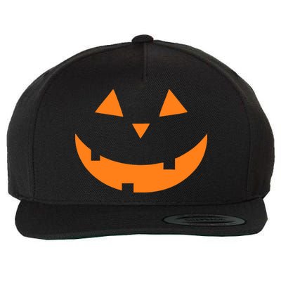 Jack o Lantern Pumpkin Face Wool Snapback Cap