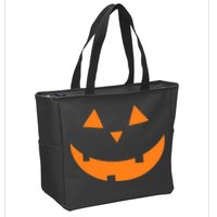 Jack o Lantern Pumpkin Face Zip Tote Bag