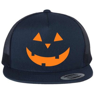 Jack o Lantern Pumpkin Face Flat Bill Trucker Hat