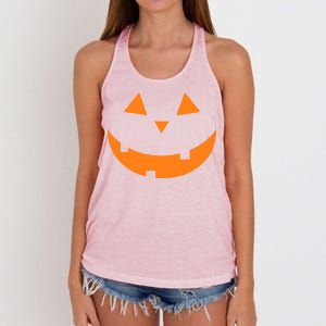 Jack o Lantern Pumpkin Face Women's Knotted Racerback Tank