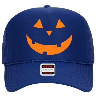 Jack o Lantern Pumpkin Face High Crown Mesh Back Trucker Hat