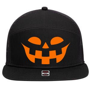 Jack O Lantern Scary Spookey Face 7 Panel Mesh Trucker Snapback Hat