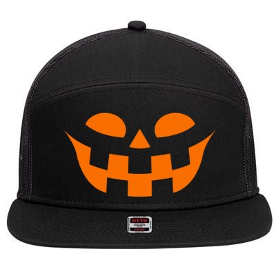 Jack O Lantern Scary Spookey Face 7 Panel Mesh Trucker Snapback Hat