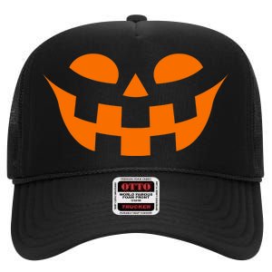 Jack O Lantern Scary Spookey Face High Crown Mesh Back Trucker Hat