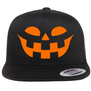 Jack O Lantern Scary Spookey Face Flat Bill Trucker Hat