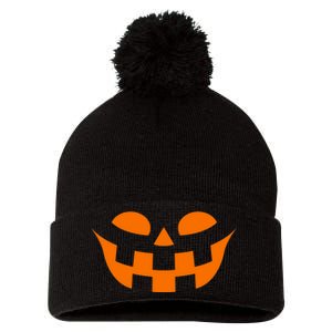 Jack O Lantern Scary Spookey Face Pom Pom 12in Knit Beanie