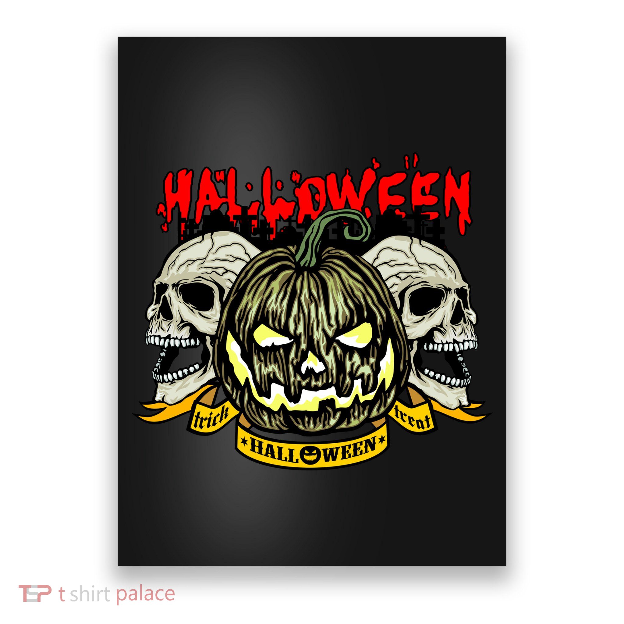 Jack o Lantern Skulls Halloween Poster