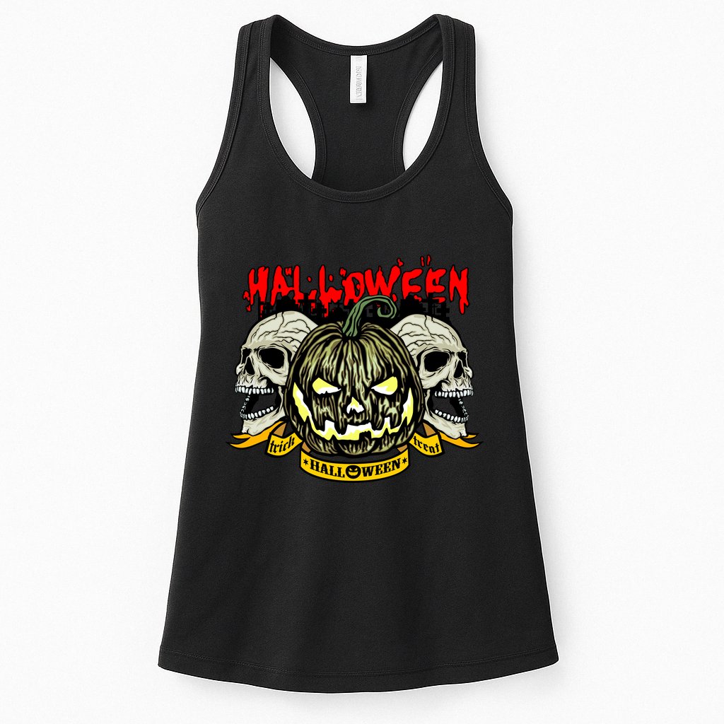 Jack o Lantern Skulls Halloween Womens Tank Top