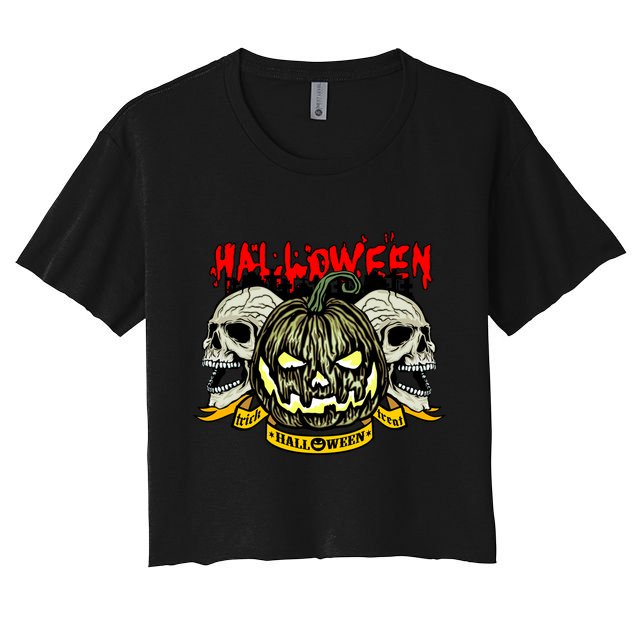Jack o Lantern Skulls Halloween Crop Top