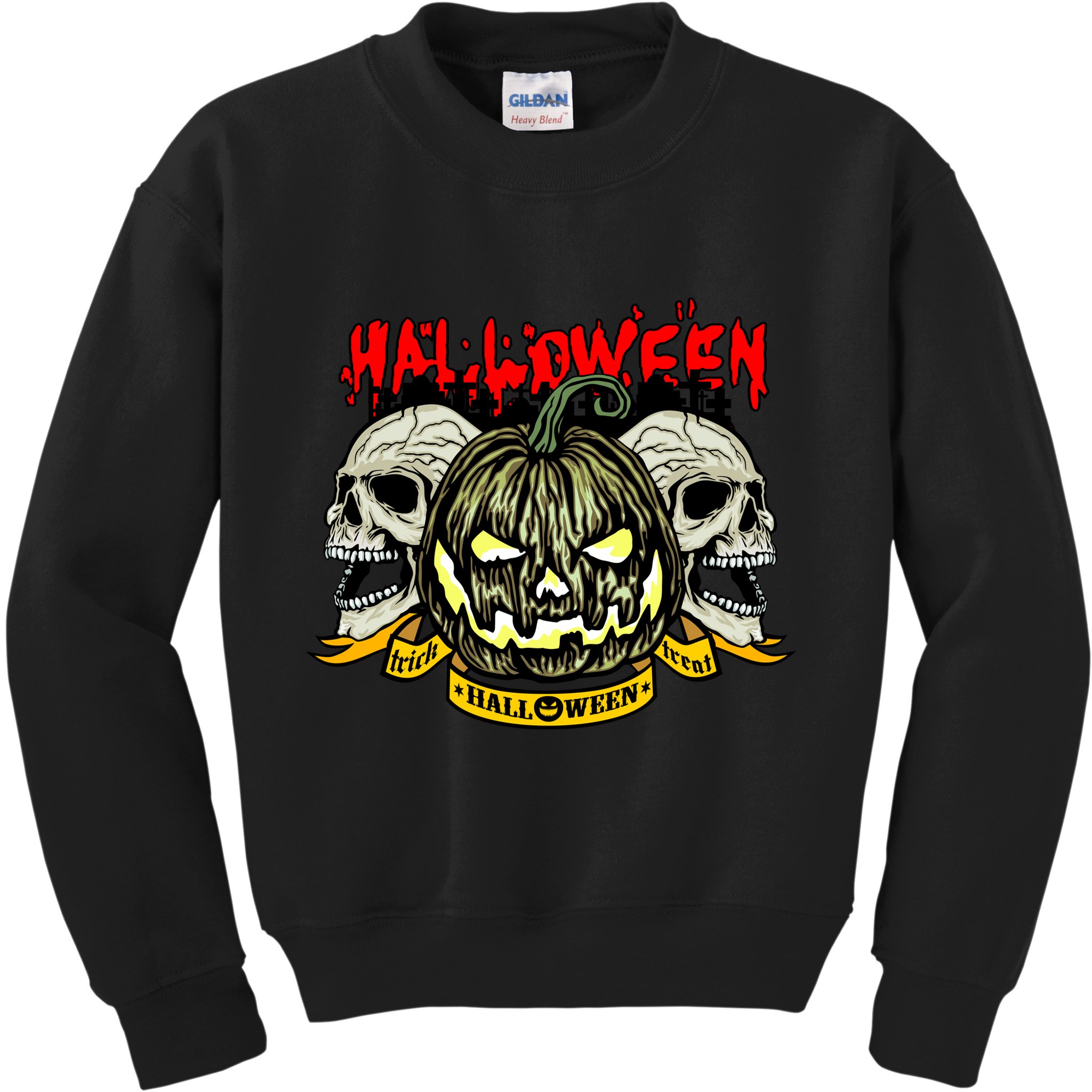 Jack o Lantern Skulls Halloween Kids Sweatshirt