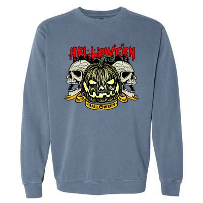 Jack o Lantern Skulls Halloween Garment-Dyed Sweatshirt