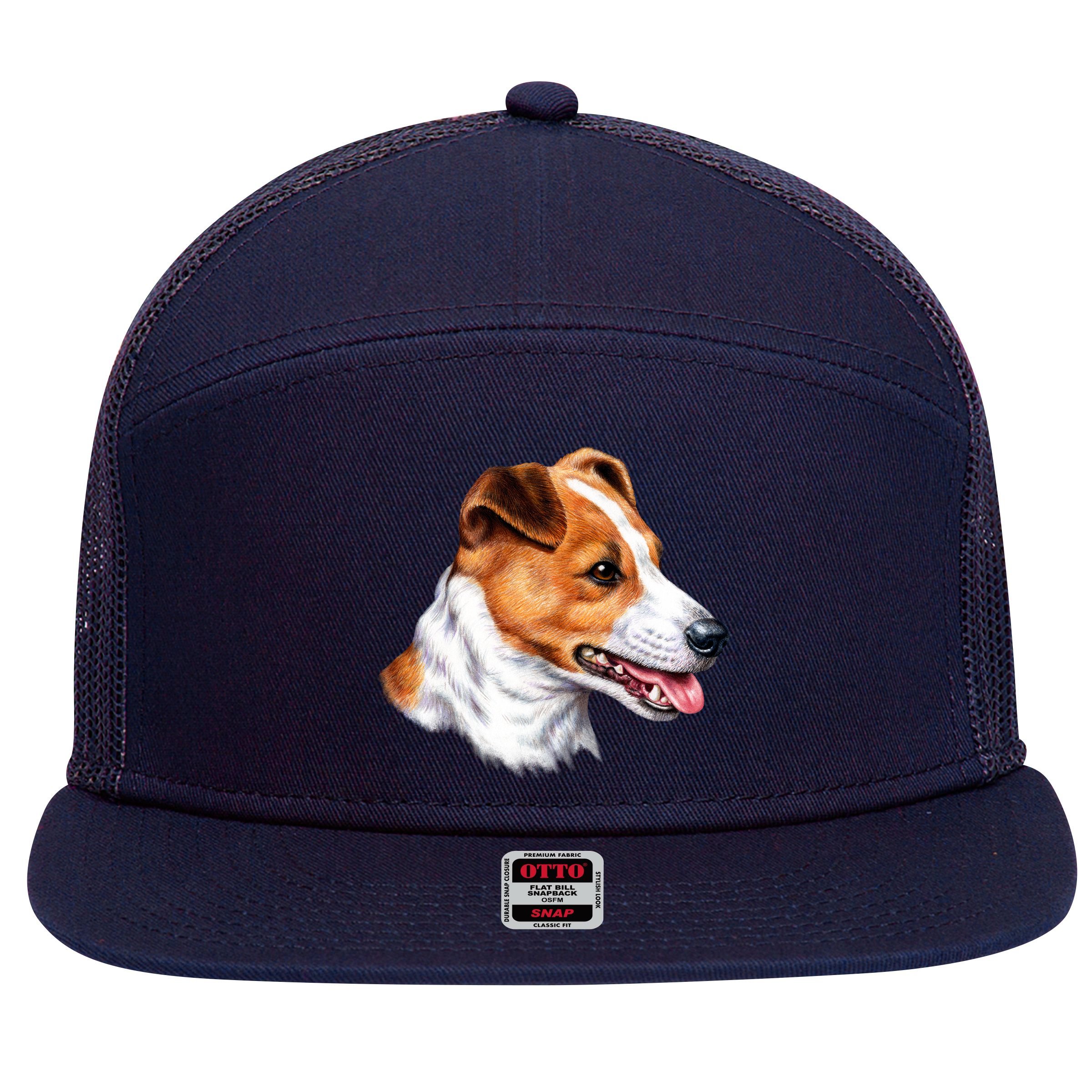 Jack Russell Dog 7 Panel Mesh Trucker Snapback Hat