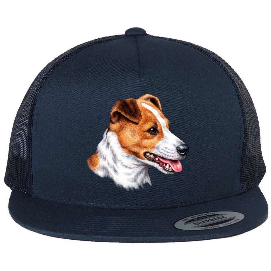 Jack Russell Dog Flat Bill Trucker Hat