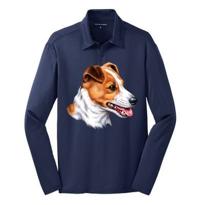 Jack Russell Dog Silk Touch Performance Long Sleeve Polo