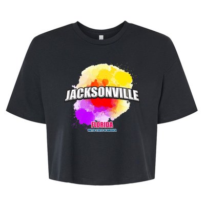 Jacksonville Colorful Retro Logo Bella+Canvas Jersey Crop Tee