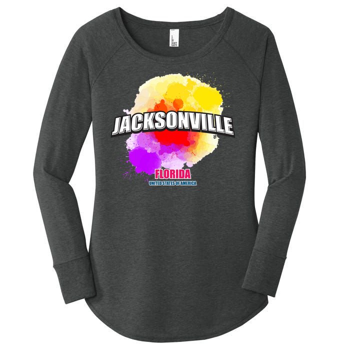 Jacksonville Colorful Retro Logo Women's Perfect Tri Tunic Long Sleeve Shirt