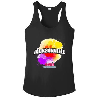 Jacksonville Colorful Retro Logo Ladies PosiCharge Competitor Racerback Tank
