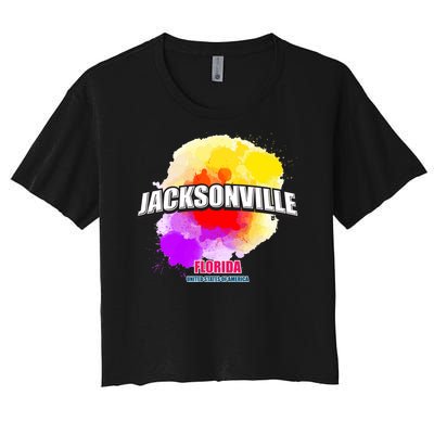 Jacksonville Colorful Retro Logo Women's Crop Top Tee