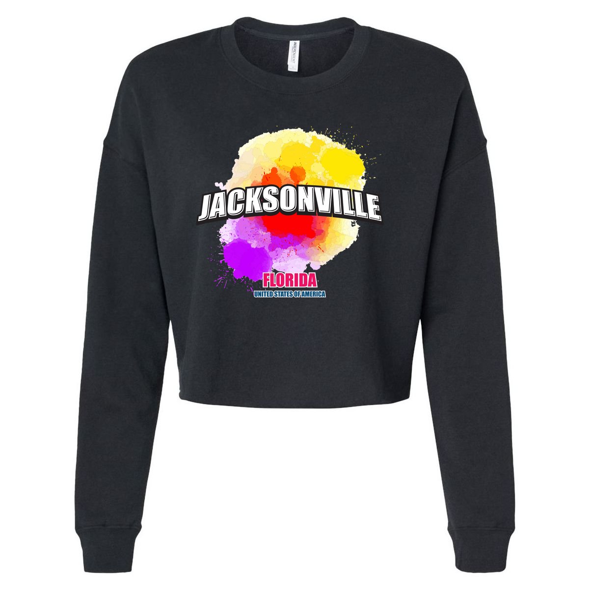 Jacksonville Colorful Retro Logo Cropped Pullover Crew