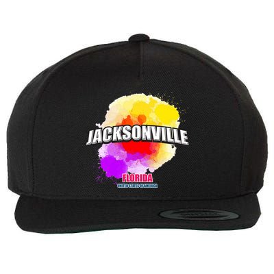 Jacksonville Colorful Retro Logo Wool Snapback Cap