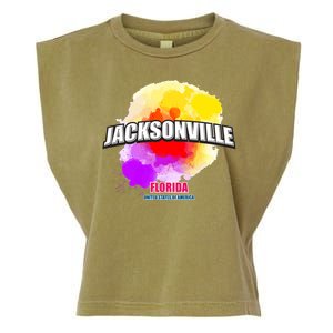 Jacksonville Colorful Retro Logo Garment-Dyed Women's Muscle Tee