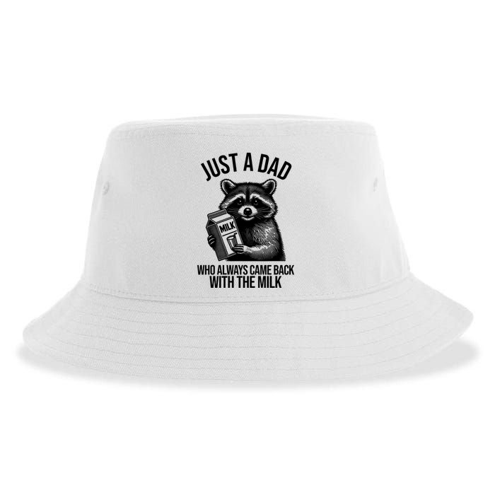 Just A Dad Who Always Came Back With The Milk Funny Sustainable Bucket Hat