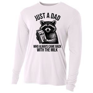 Just A Dad Who Always Came Back With The Milk Funny Cooling Performance Long Sleeve Crew