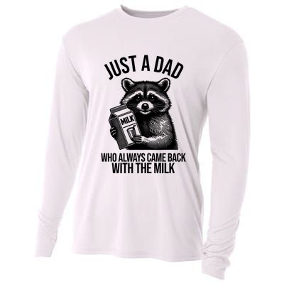 Just A Dad Who Always Came Back With The Milk Funny Cooling Performance Long Sleeve Crew
