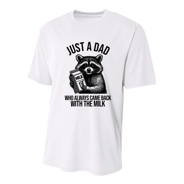 Just A Dad Who Always Came Back With The Milk Funny Youth Performance Sprint T-Shirt