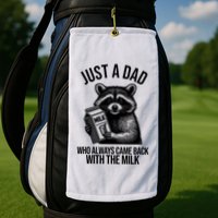 Just A Dad Who Always Came Back With The Milk Funny Golf Towel