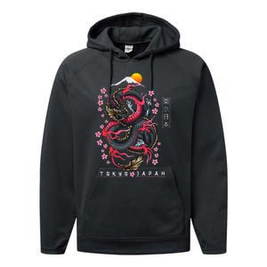 Japanese Aesthetic Dragon Tokyo Japan Performance Fleece Hoodie