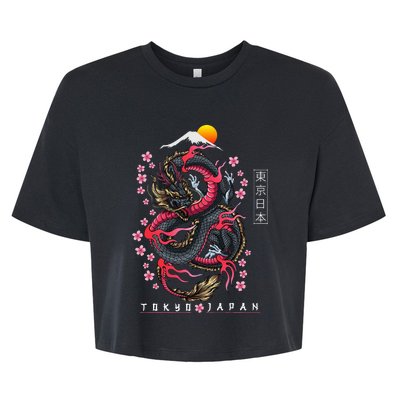 Japanese Aesthetic Dragon Tokyo Japan Bella+Canvas Jersey Crop Tee