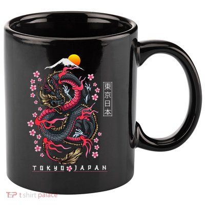 Japanese Aesthetic Dragon Tokyo Japan 11oz C Handle Ceramic Mug