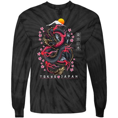 Japanese Aesthetic Dragon Tokyo Japan Tie-Dye Long Sleeve Shirt