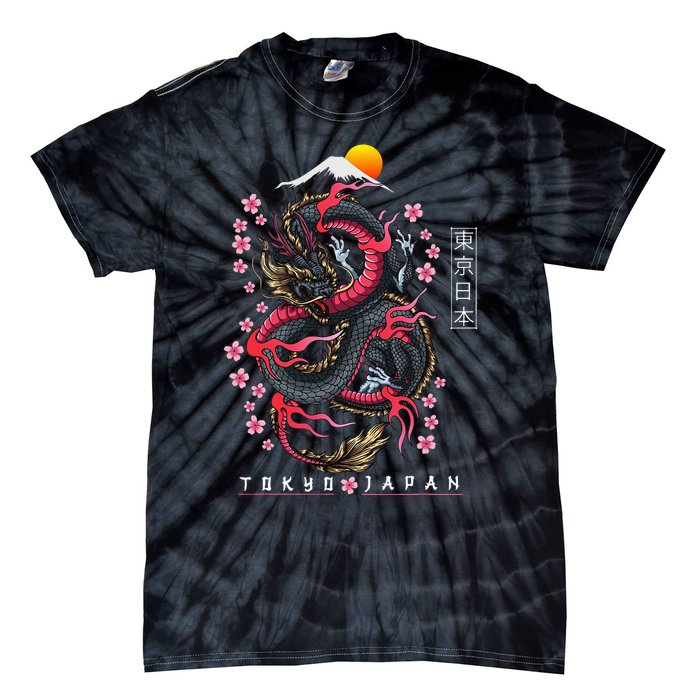 Japanese Aesthetic Dragon Tokyo Japan Tie-Dye T-Shirt