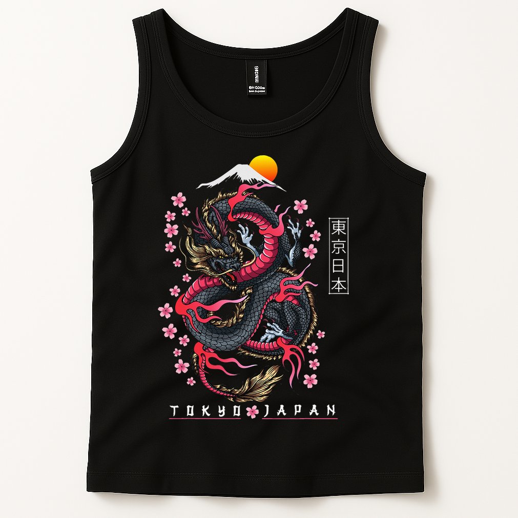 Japanese Aesthetic Dragon Tokyo Japan Tank Top
