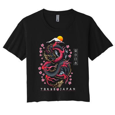 Japanese Aesthetic Dragon Tokyo Japan Women's Crop Top Tee