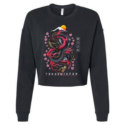 Japanese Aesthetic Dragon Tokyo Japan Cropped Pullover Crew