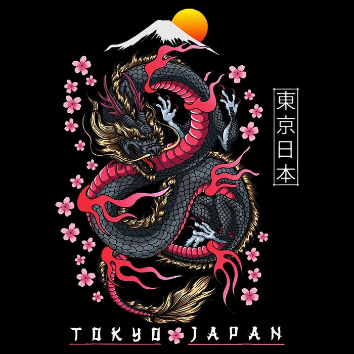 Japanese Aesthetic Dragon Tokyo Japan Kids Sweatshirt