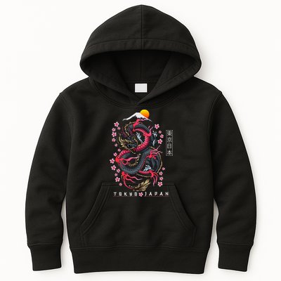 Japanese Aesthetic Dragon Tokyo Japan Kids Hoodie