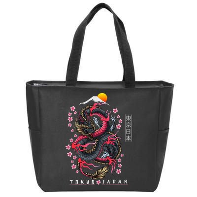 Japanese Aesthetic Dragon Tokyo Japan Zip Tote Bag