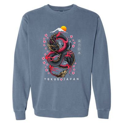 Japanese Aesthetic Dragon Tokyo Japan Garment-Dyed Sweatshirt